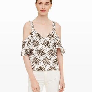 Club Monaco Beuio Cold Shoulder Blouse Black Print